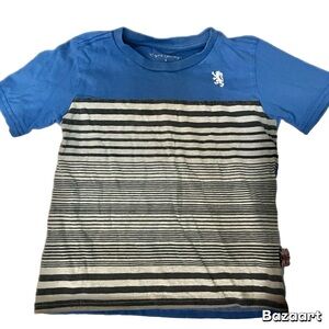 Sz 6 Boys Blue Black White Stripped Tshirt English Laundry